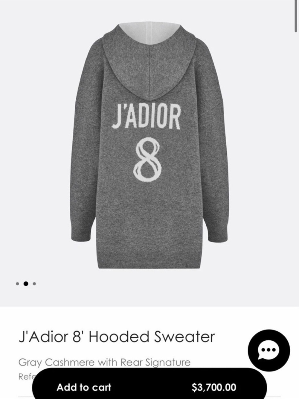 Dior J’Dior 100% Cashmere hoodie size 4